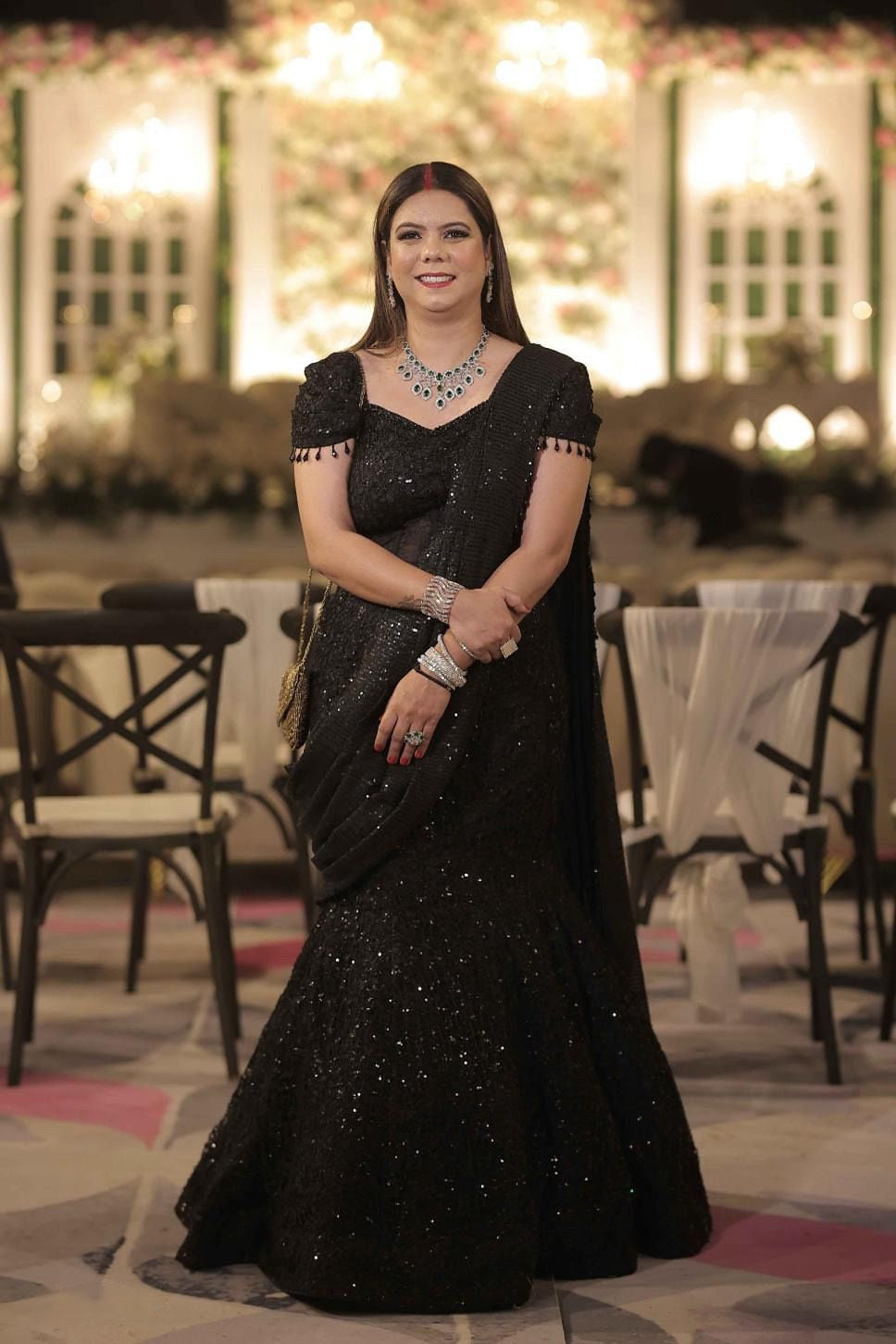 Black Cocktail Fish Cut Saree | Lakhina Couture