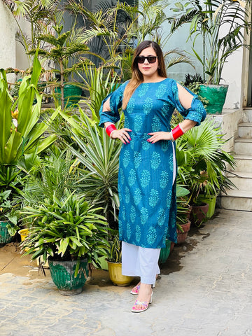Blue Leaf Kurti