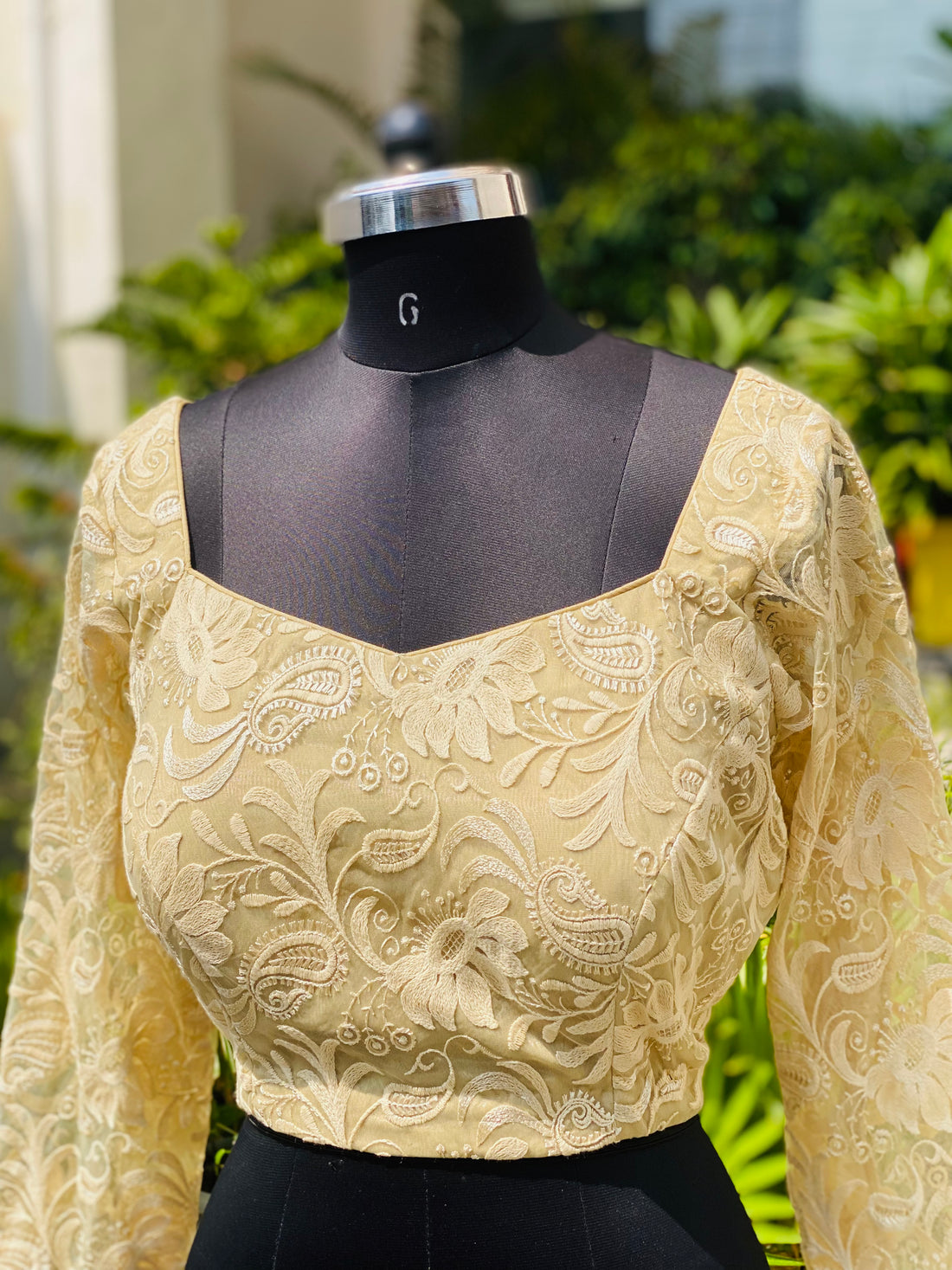 Golden Chikankari Blouse