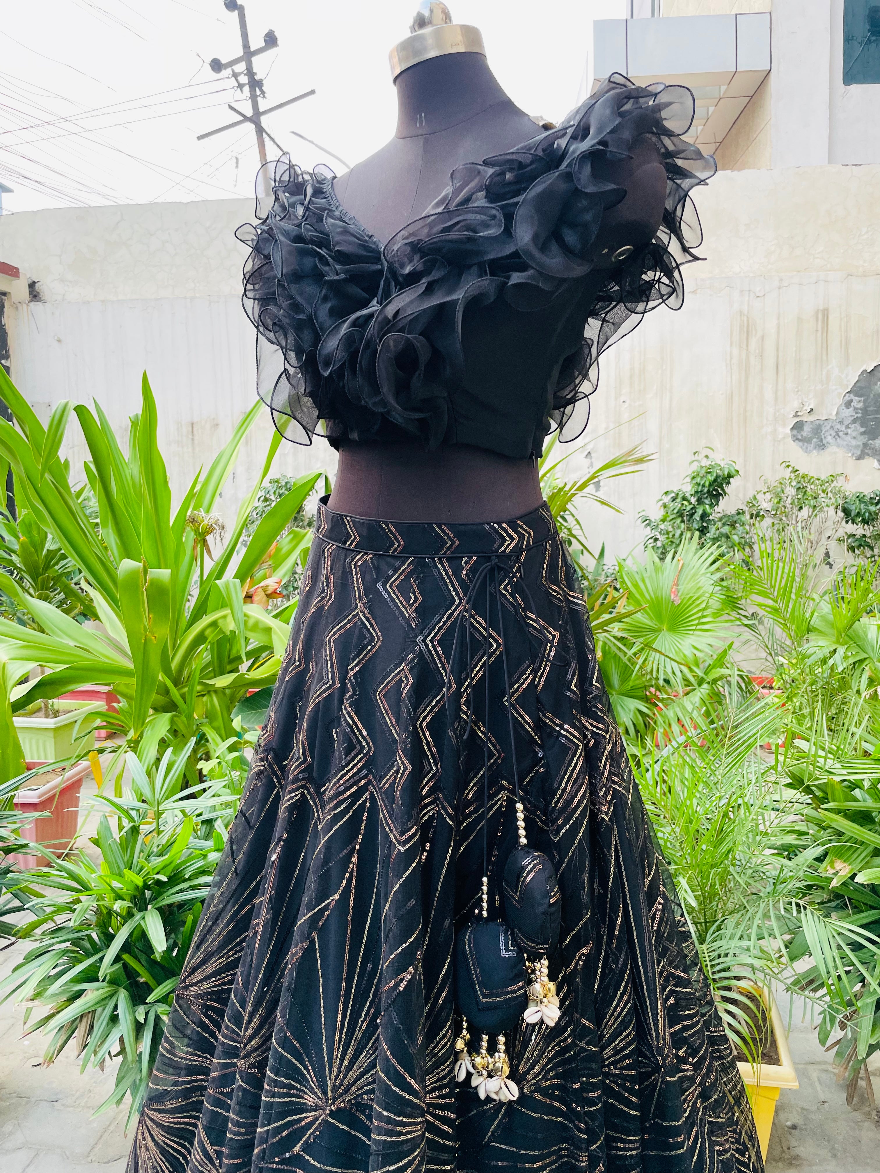 Black Designer Sequin Lehenga