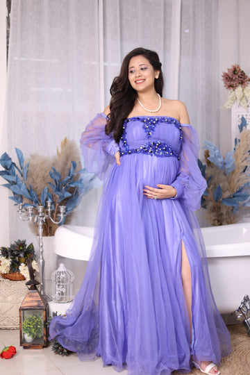 Powder Blue Embroidered Gown