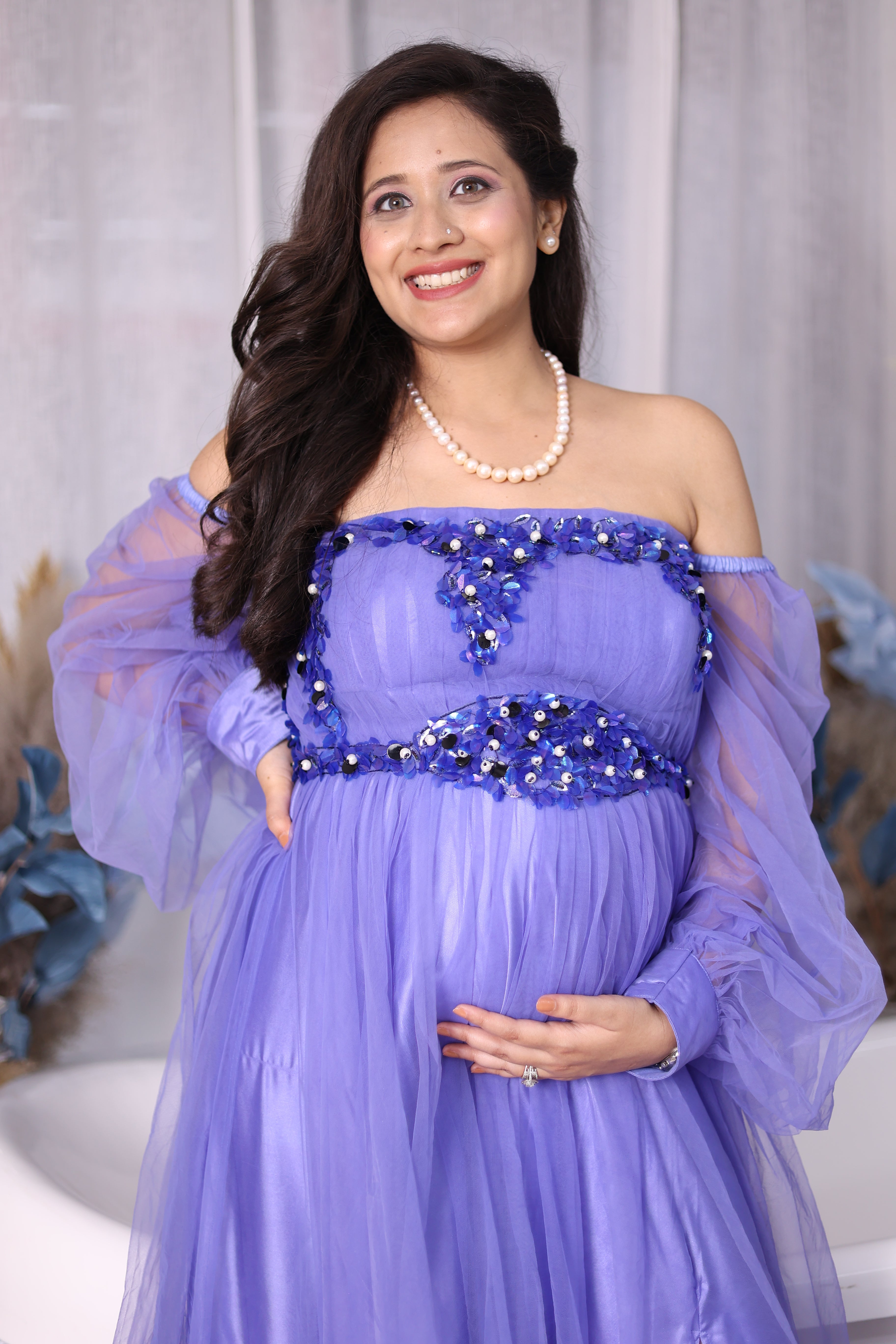 Powder Blue Embroidered Gown