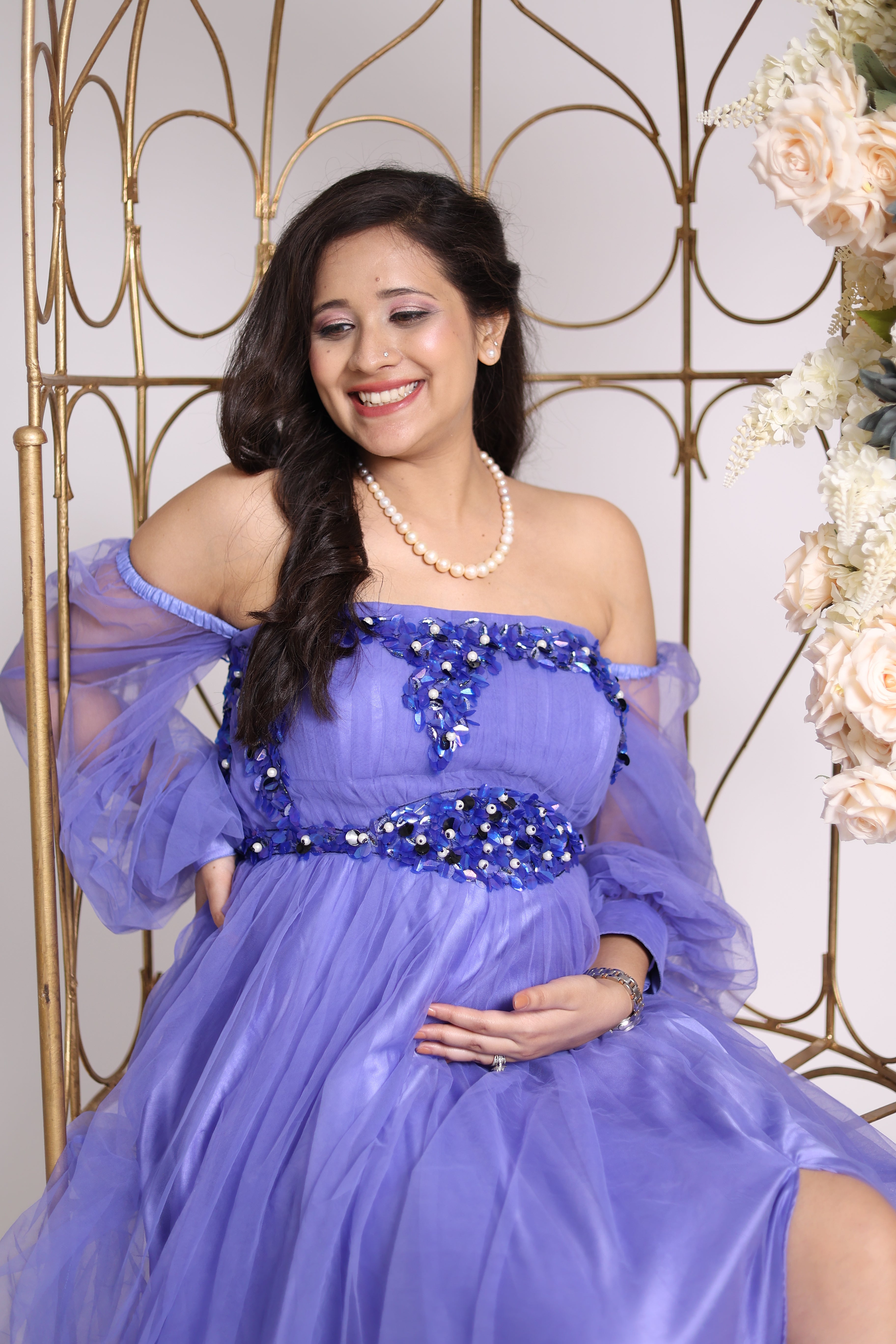 Powder Blue Embroidered Gown