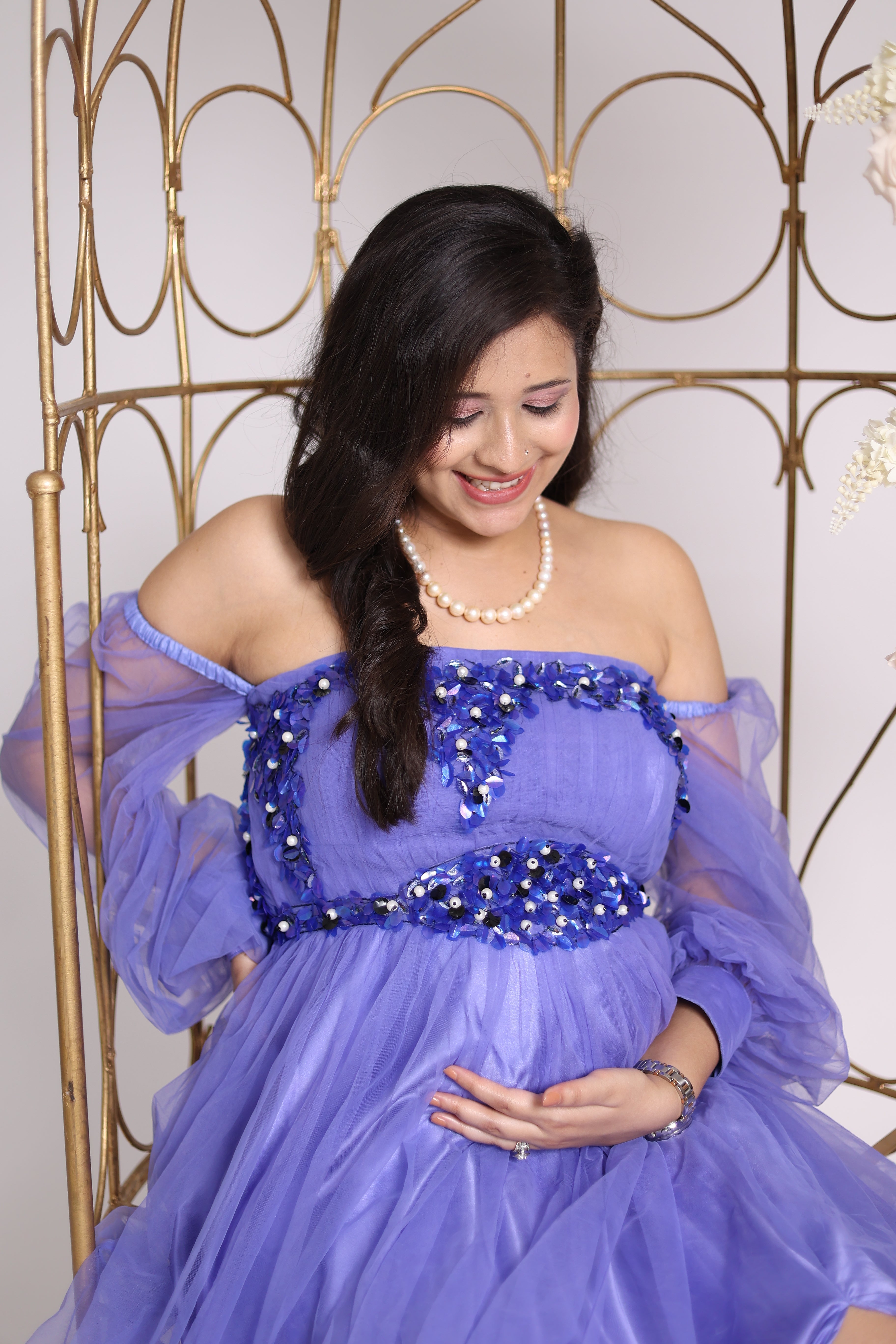 Powder Blue Embroidered Gown