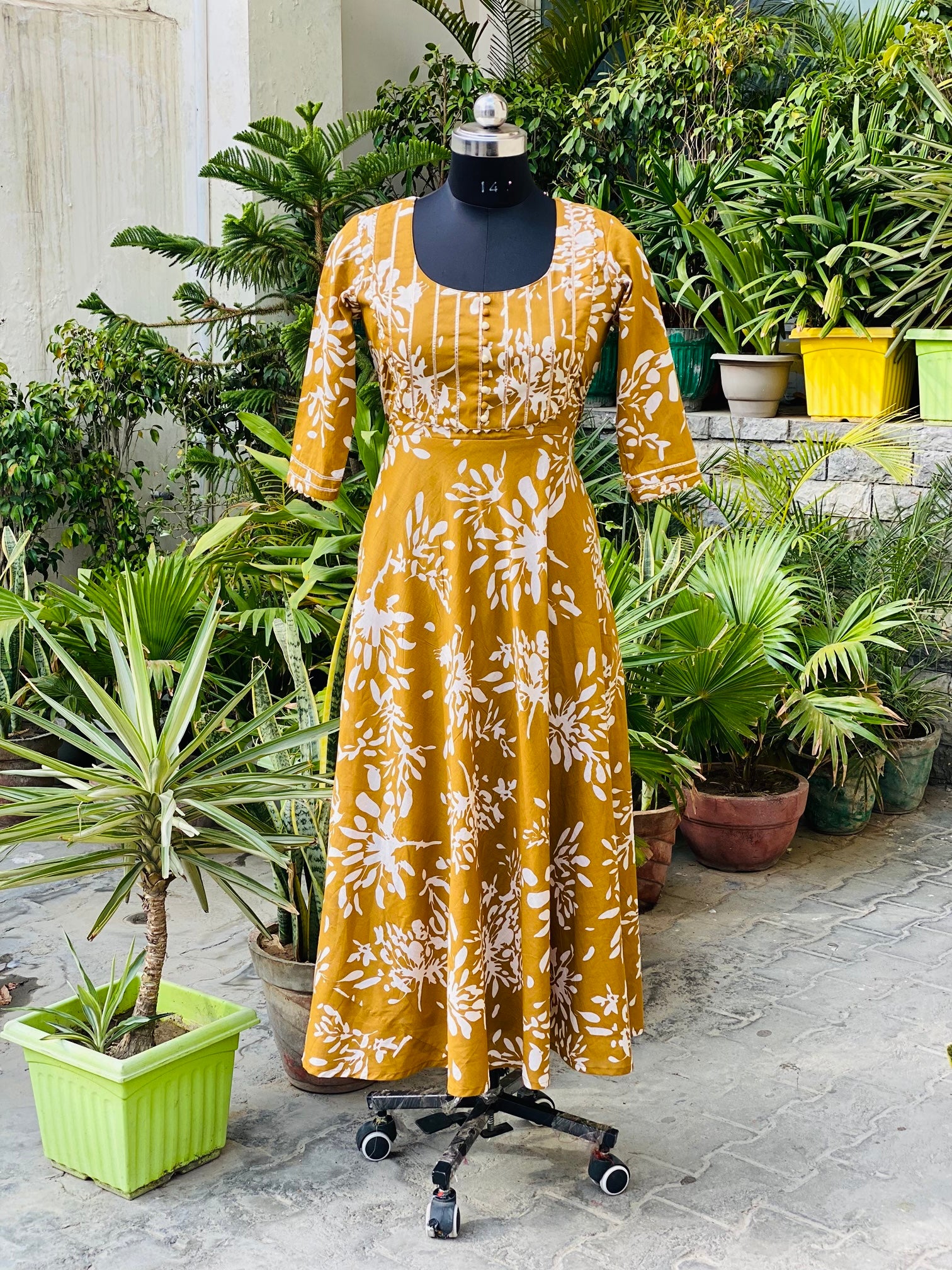 Mustard Floral Ethnic Maxi