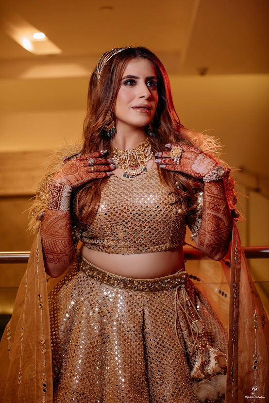 Golden Sequin Lehenga With Dupatta