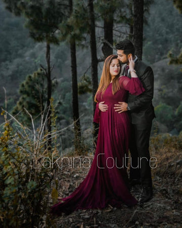 Wine Georgette Gown