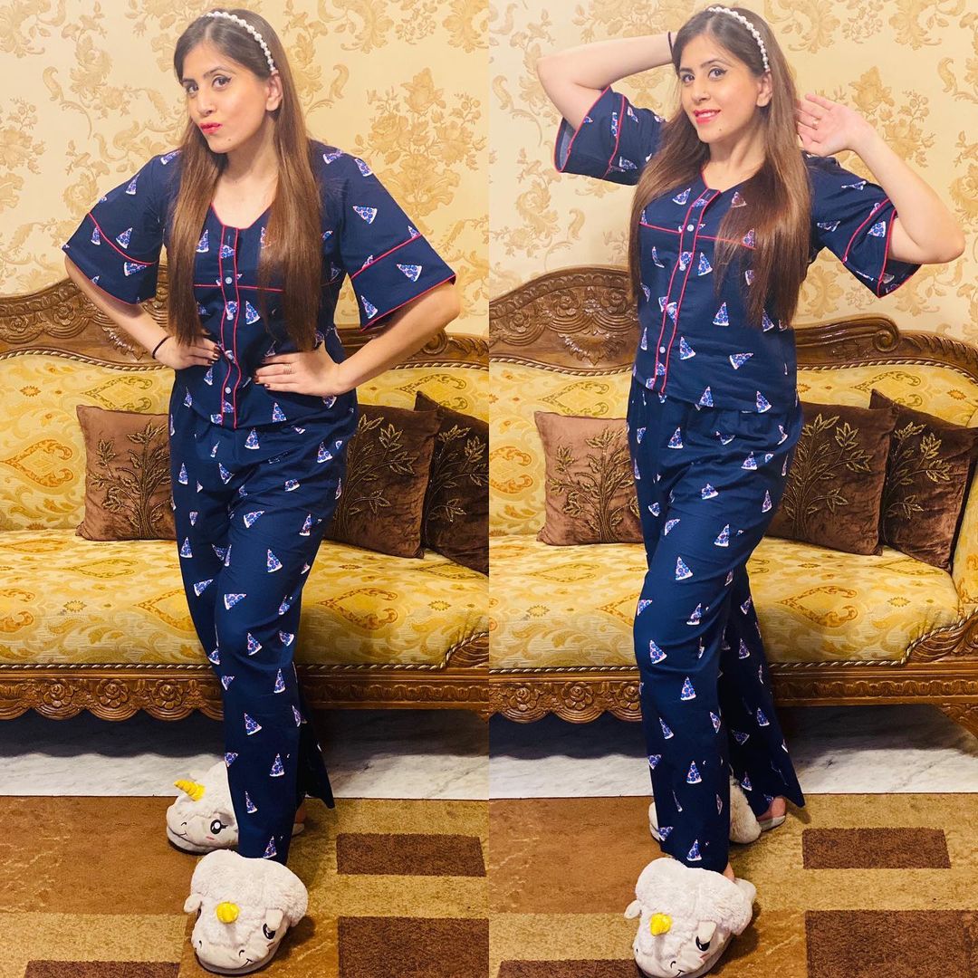 Navy Blue Pizza Night Suit