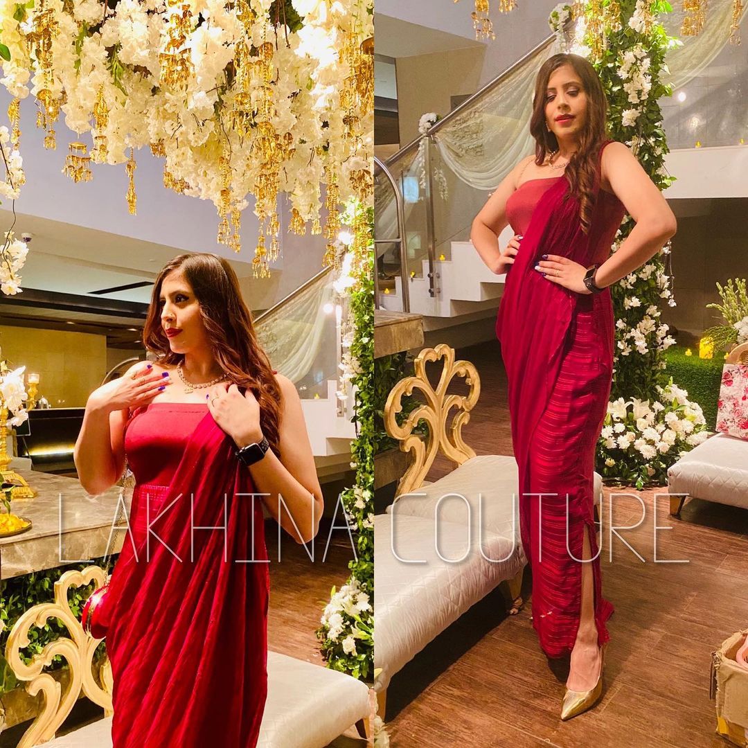 Maroon Lurex Gown