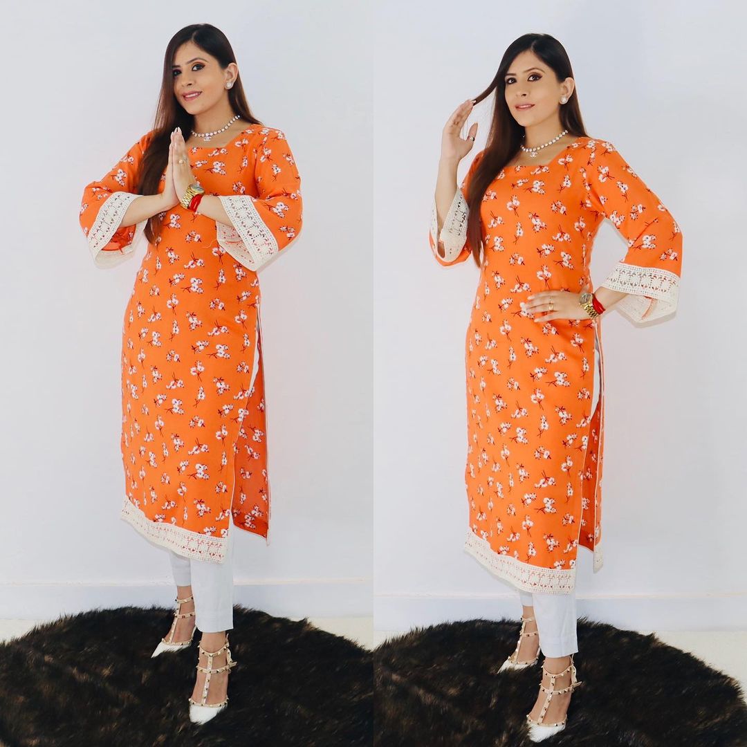 Saffron Cotton Kurti