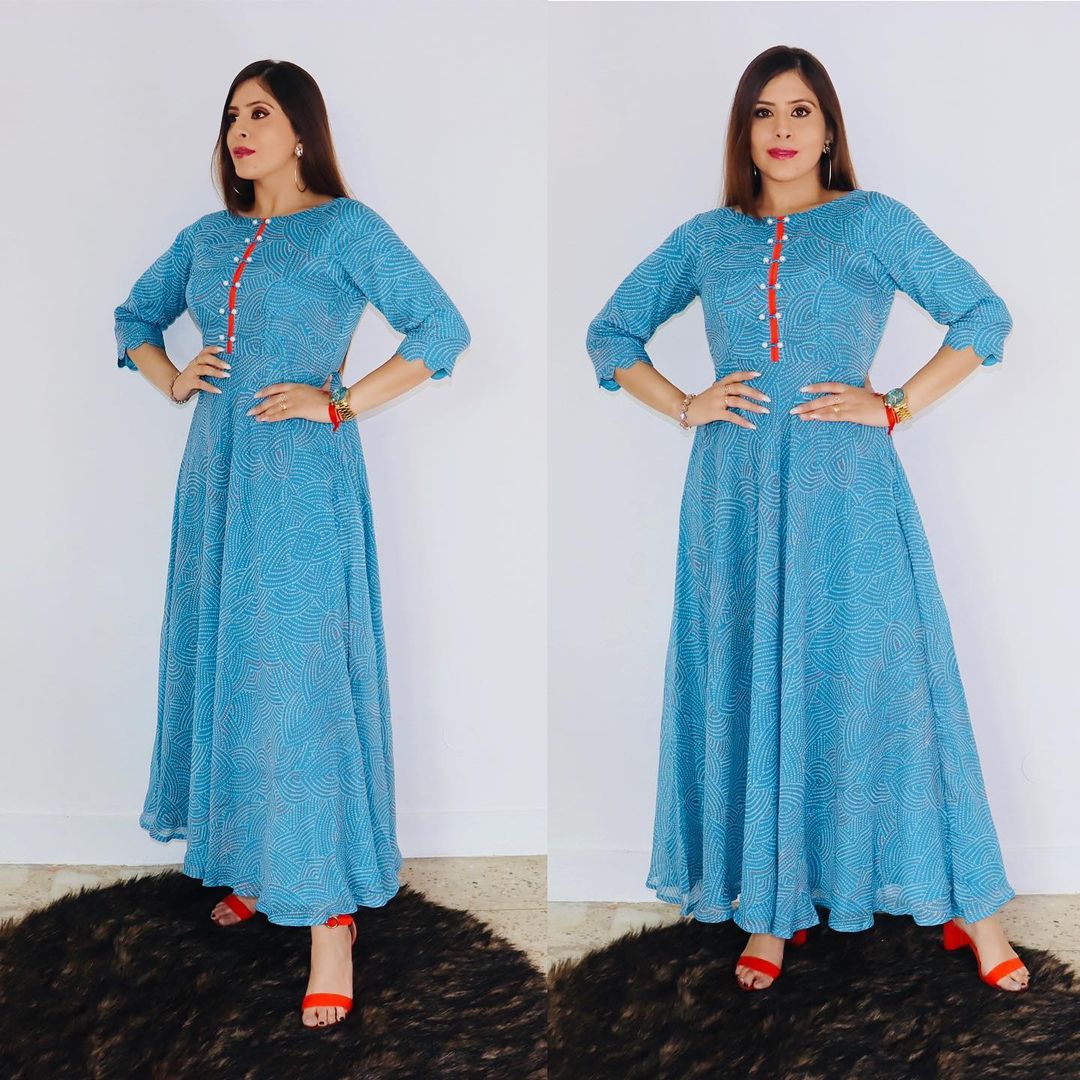 Sky Blue Bandhini Maxi