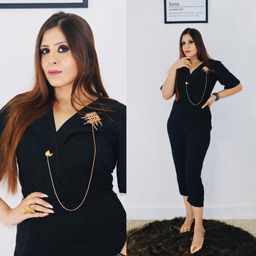 Black Solid Jumpsuit