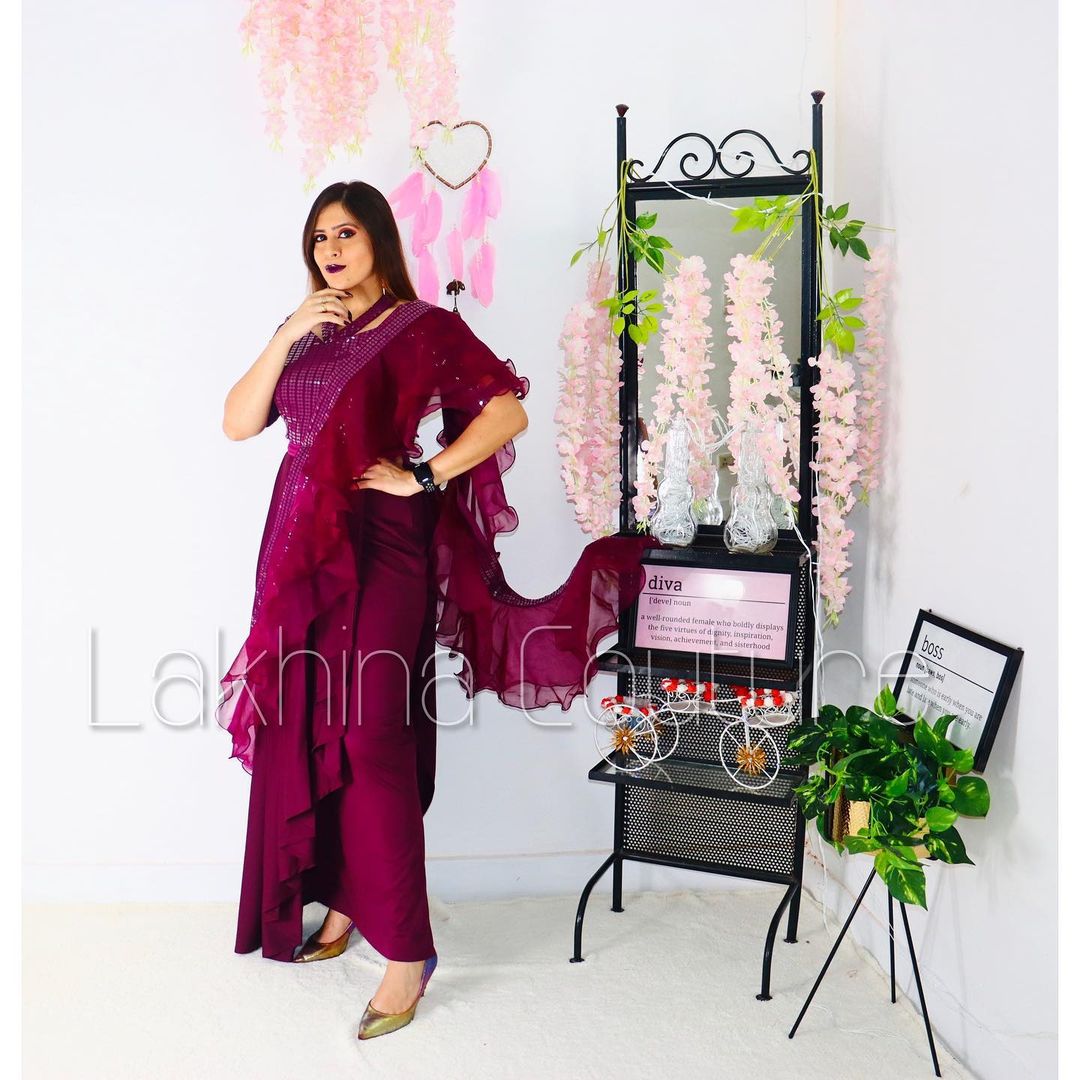 Purple Drape Saree