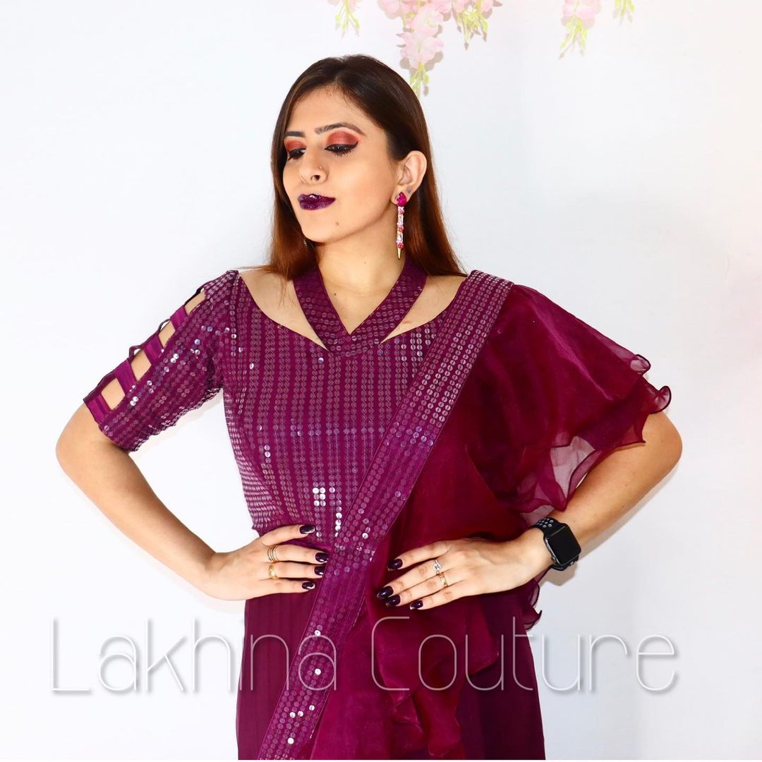 Purple Drape Saree