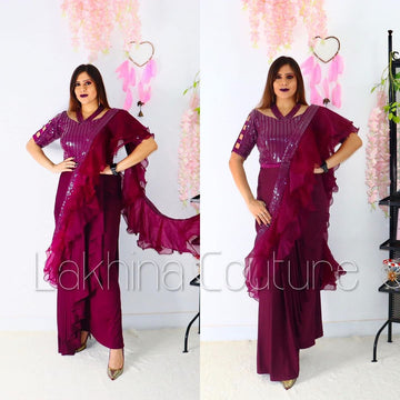 Purple Drape Saree