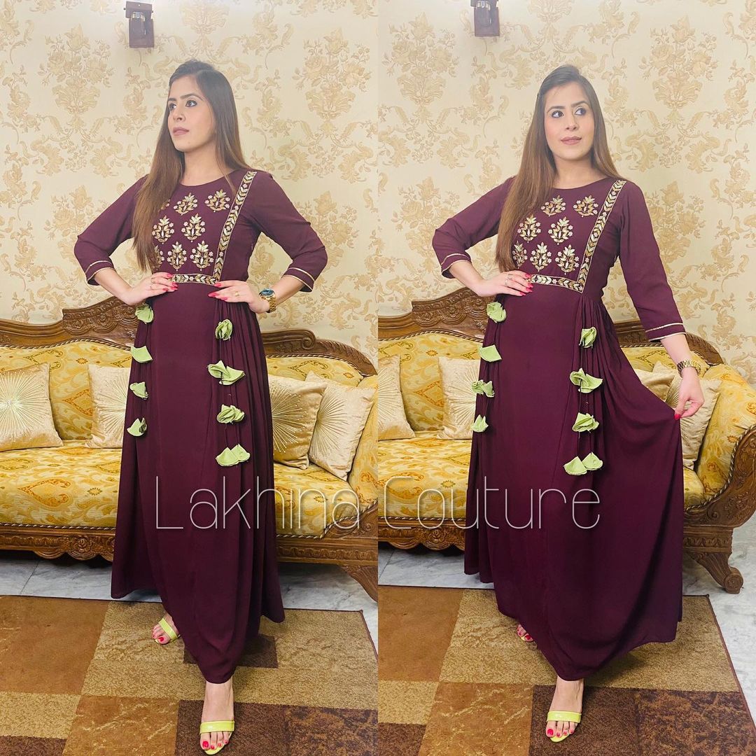 Wine Embroidered Maxi