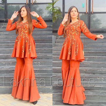 Rust Embroidered Suit