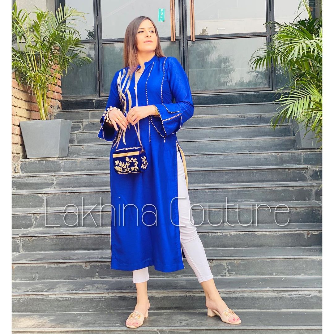 Royal Blue Embroidered Kurti