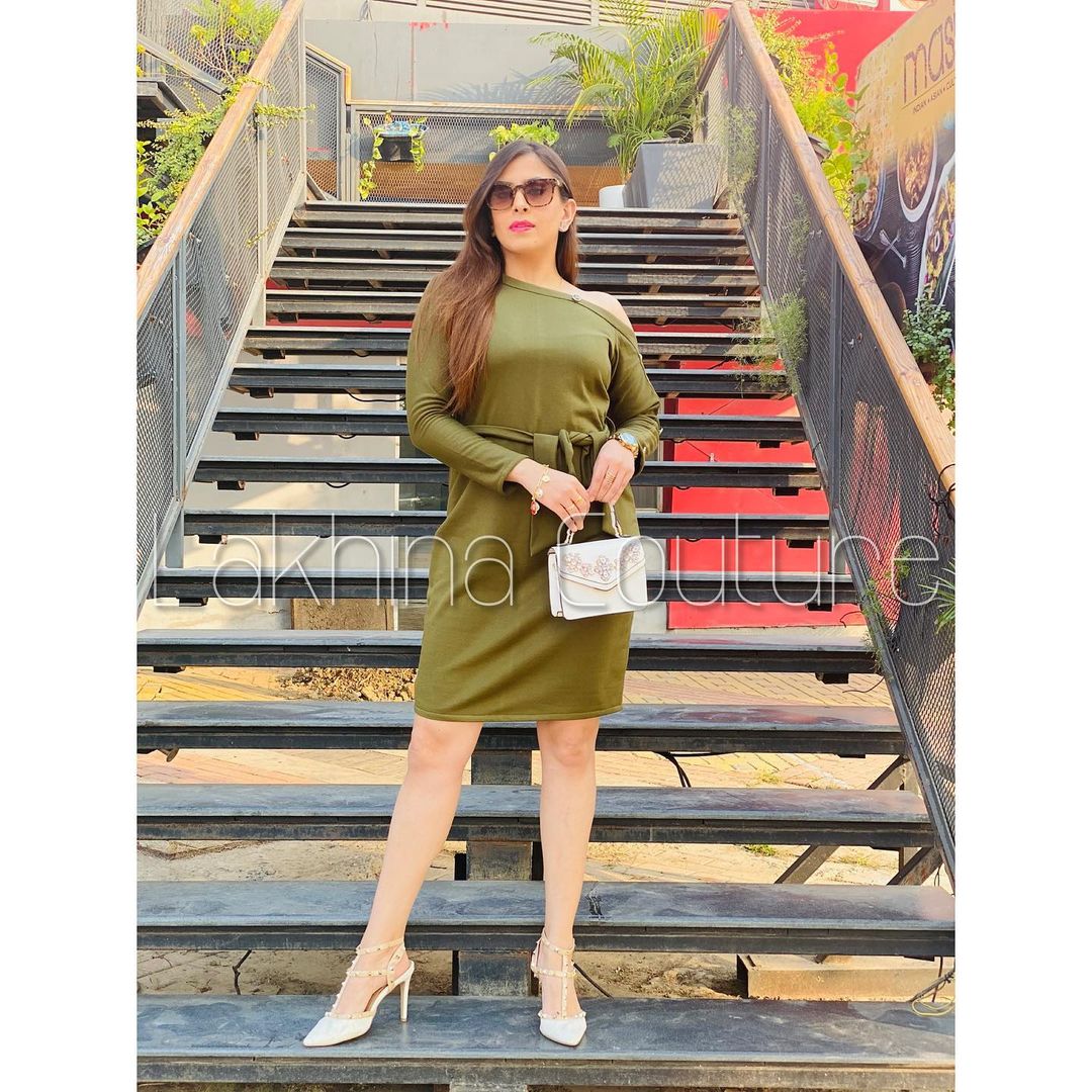 Olive Solid Dress