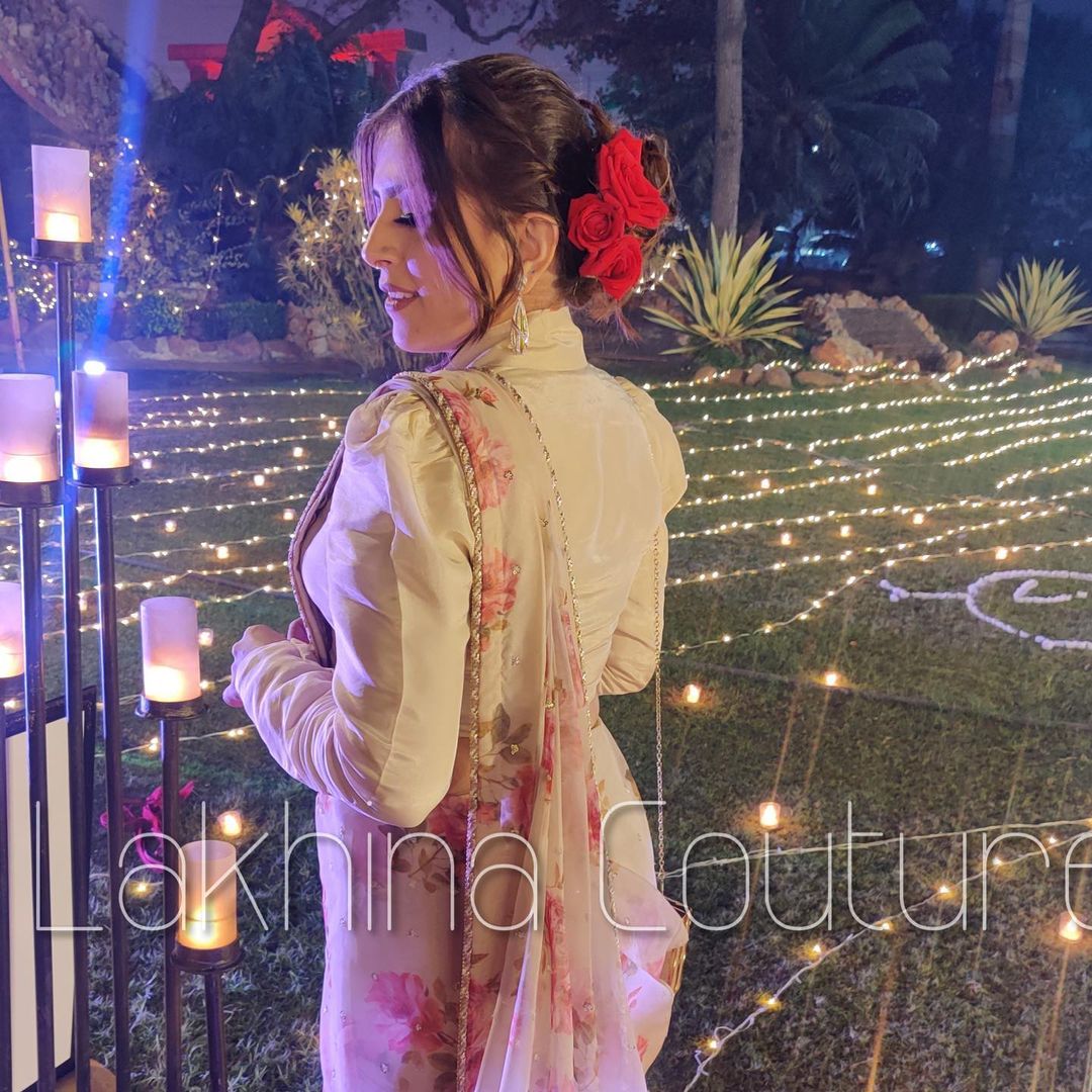 Beige Floral Saree