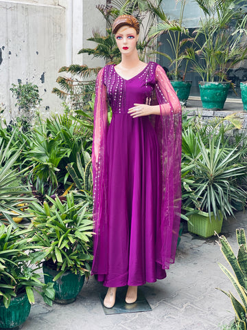 Purple Cape Sleeves Drape