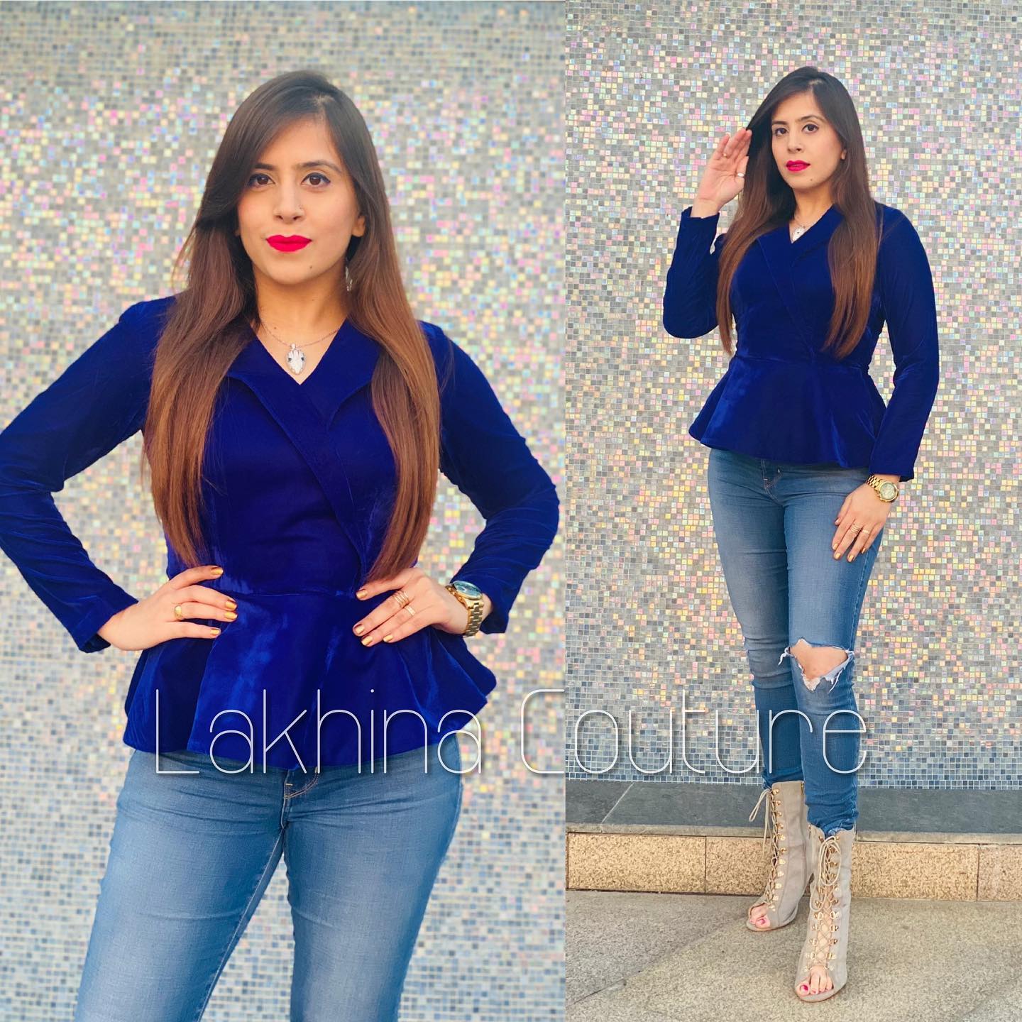 Royal Blue Velvet Top