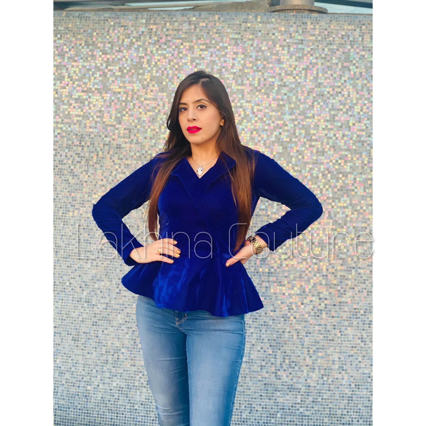 Royal Blue Velvet Top