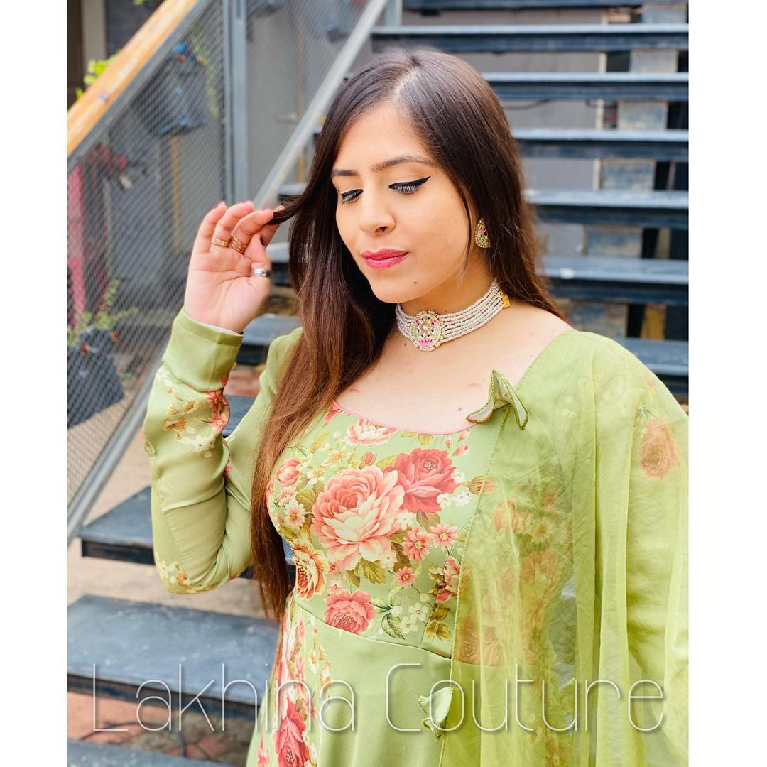 Olive Green Anarkali