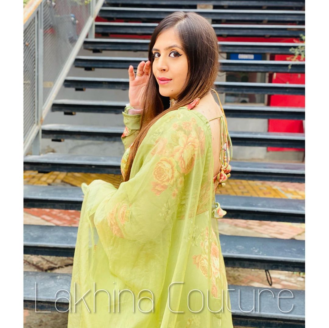 Olive Green Anarkali