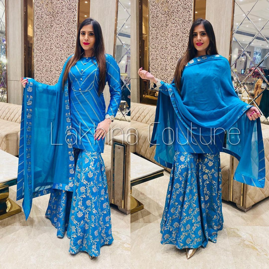 Turquoise Banarasi Suit