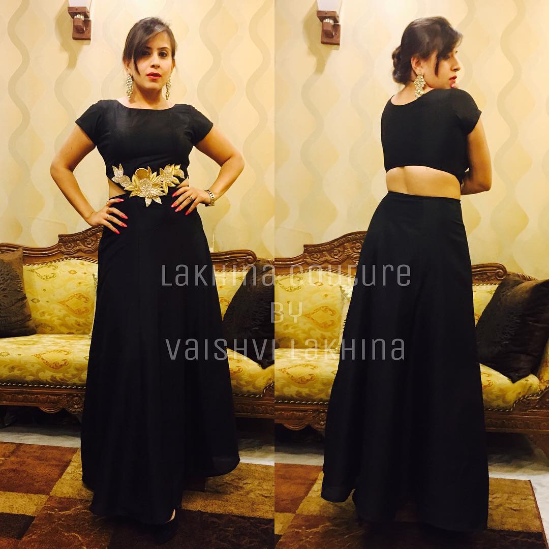 Black Raw Silk Gown