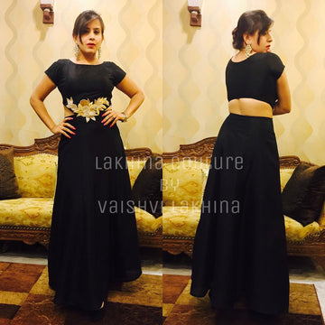 Black Raw Silk Gown