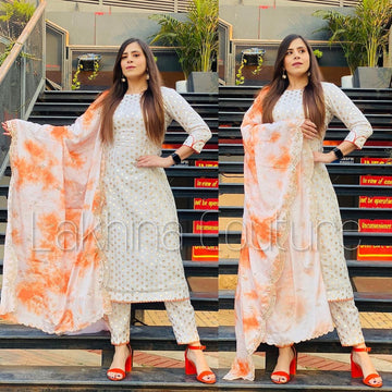 White Chanderi Suit