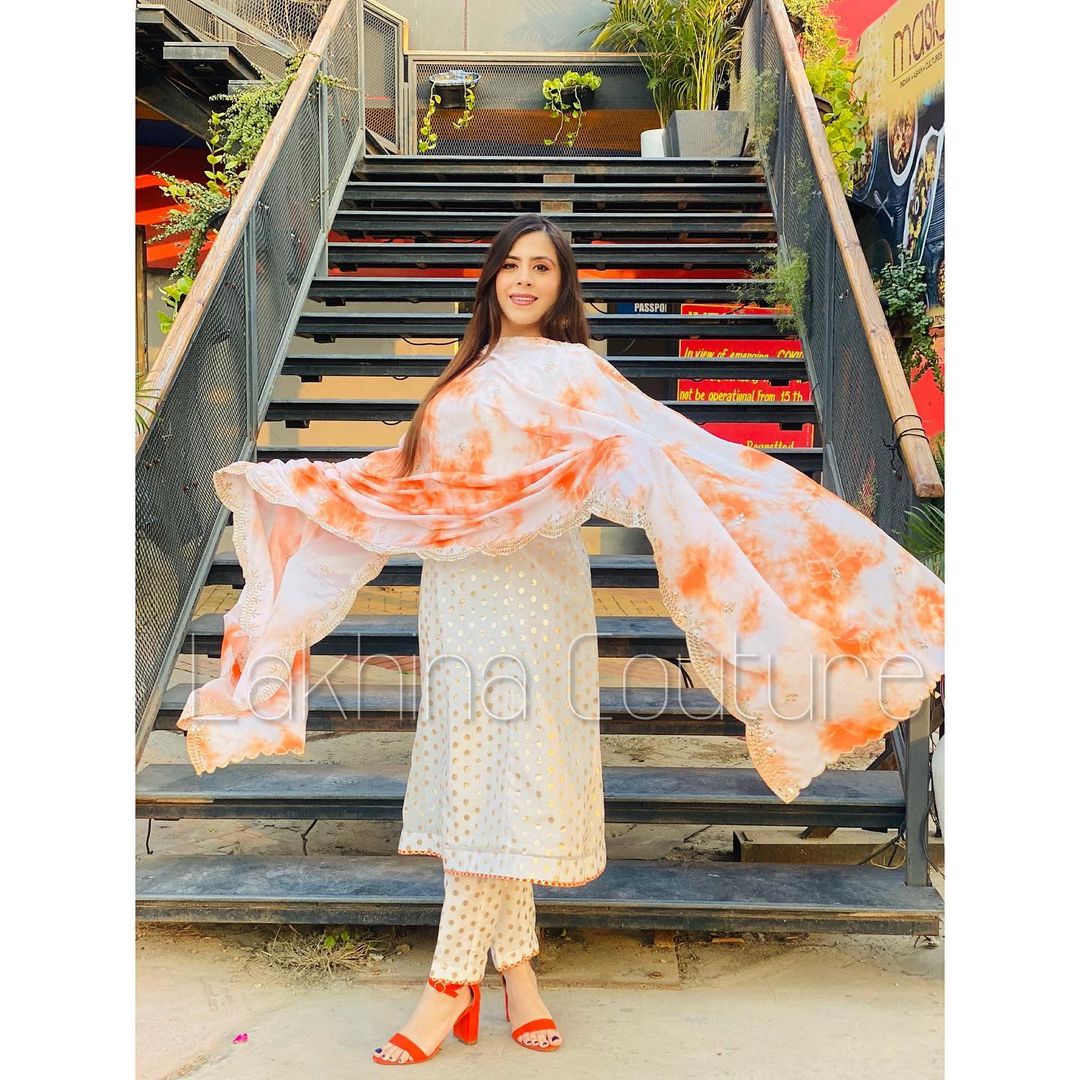 White Chanderi Suit