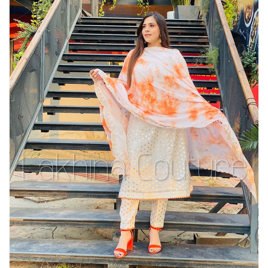 White Chanderi Suit