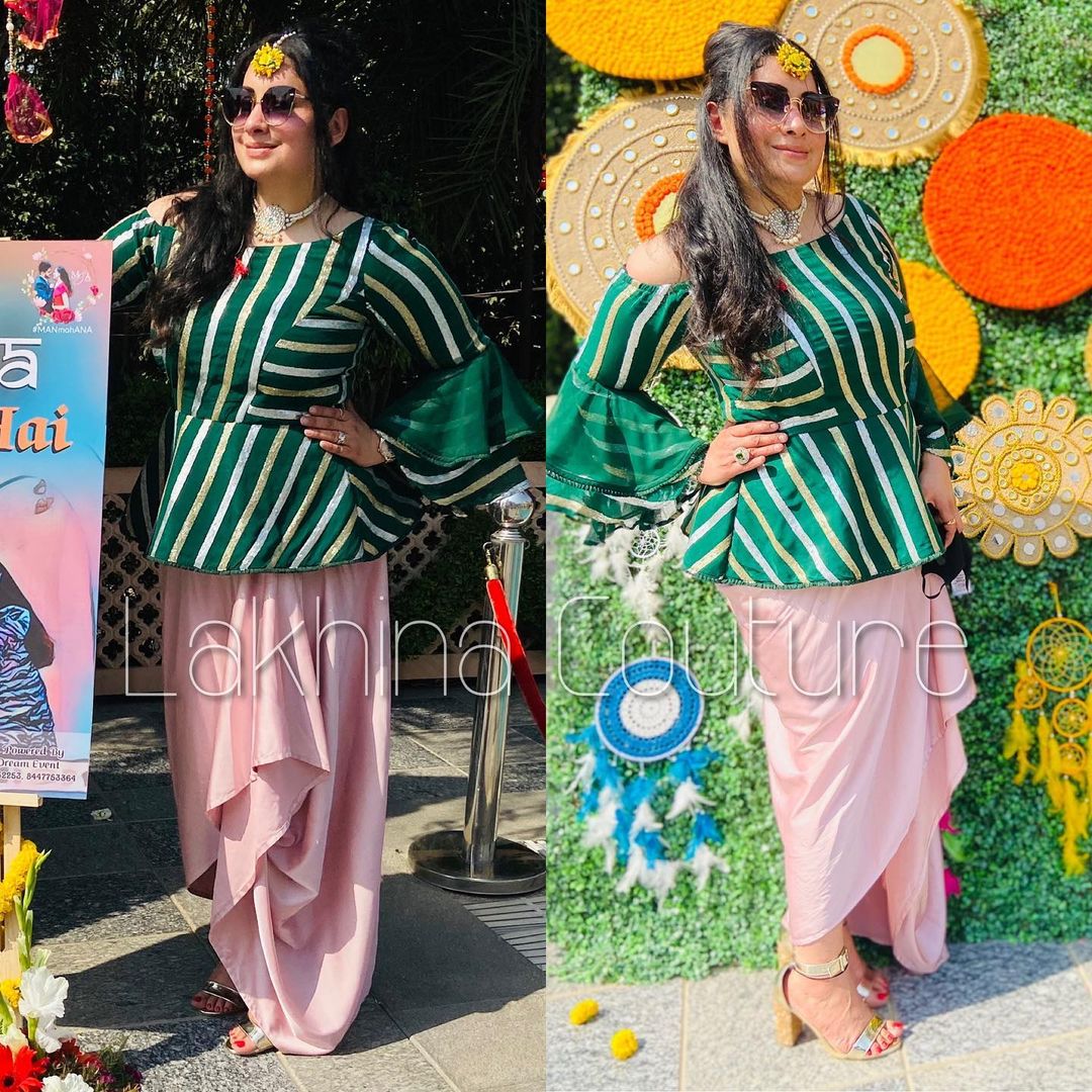 Bottle Green Pink Ethnic Co-Ord Set
