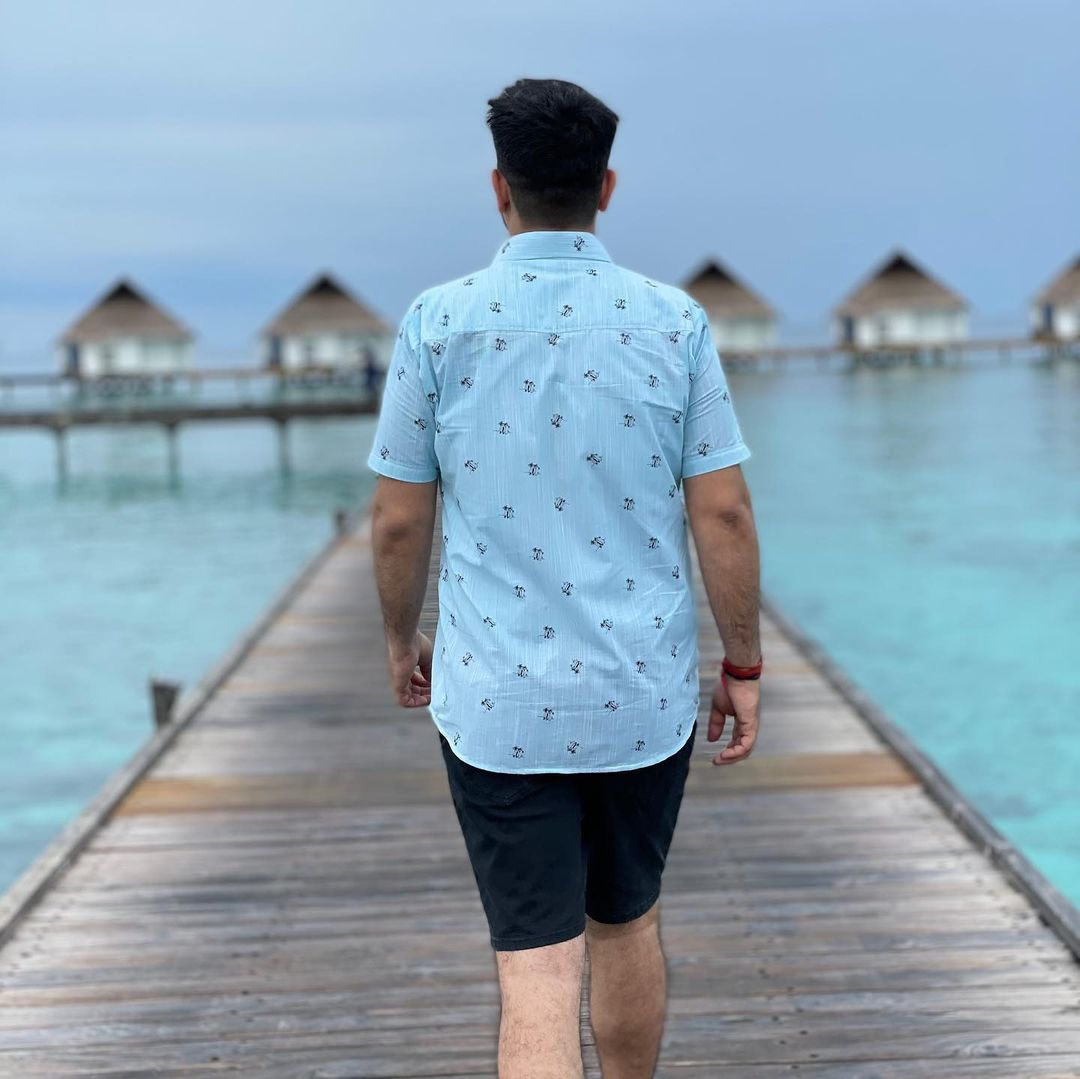 Menswear Sky Blue Palm Shirt