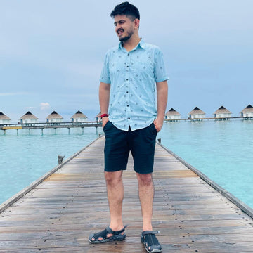 Menswear Sky Blue Palm Shirt