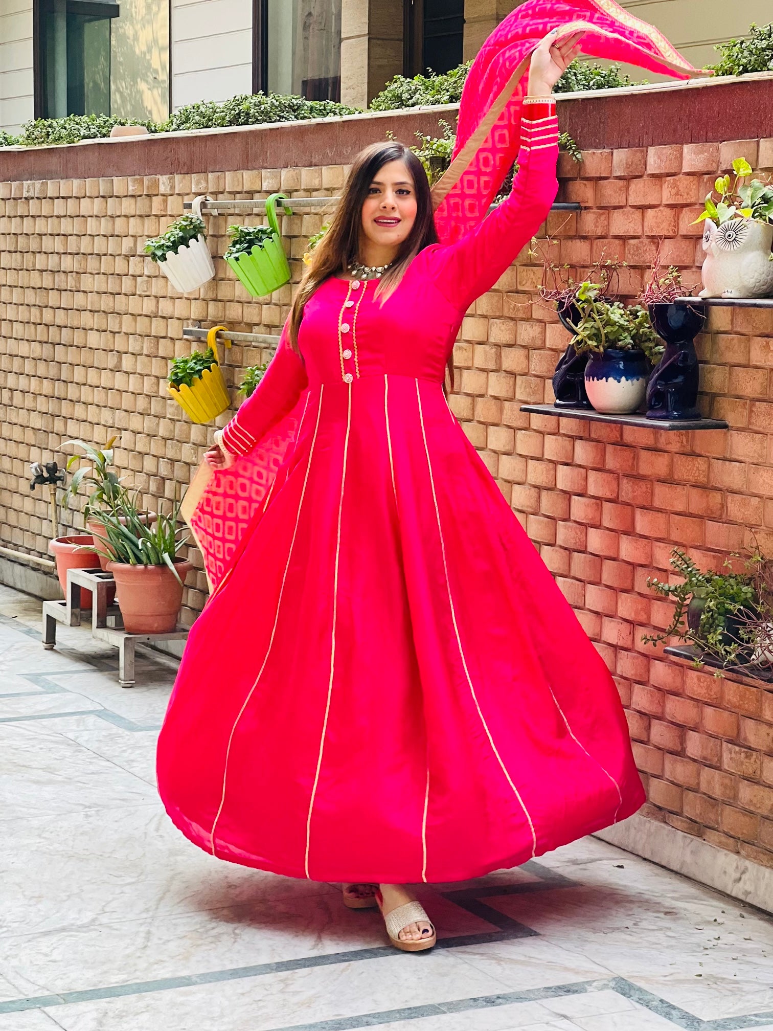 Silk Pink Anarkali