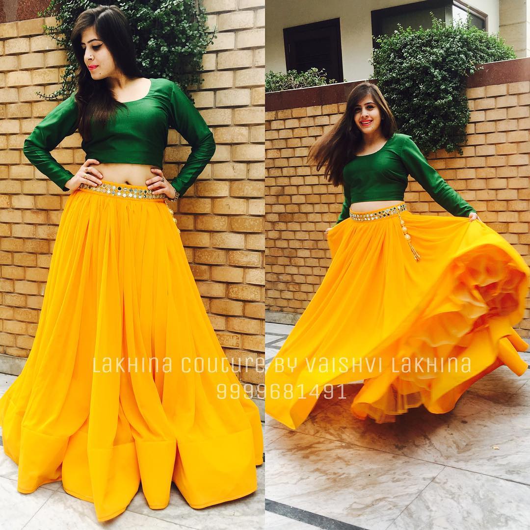 Green Yellow Lehenga