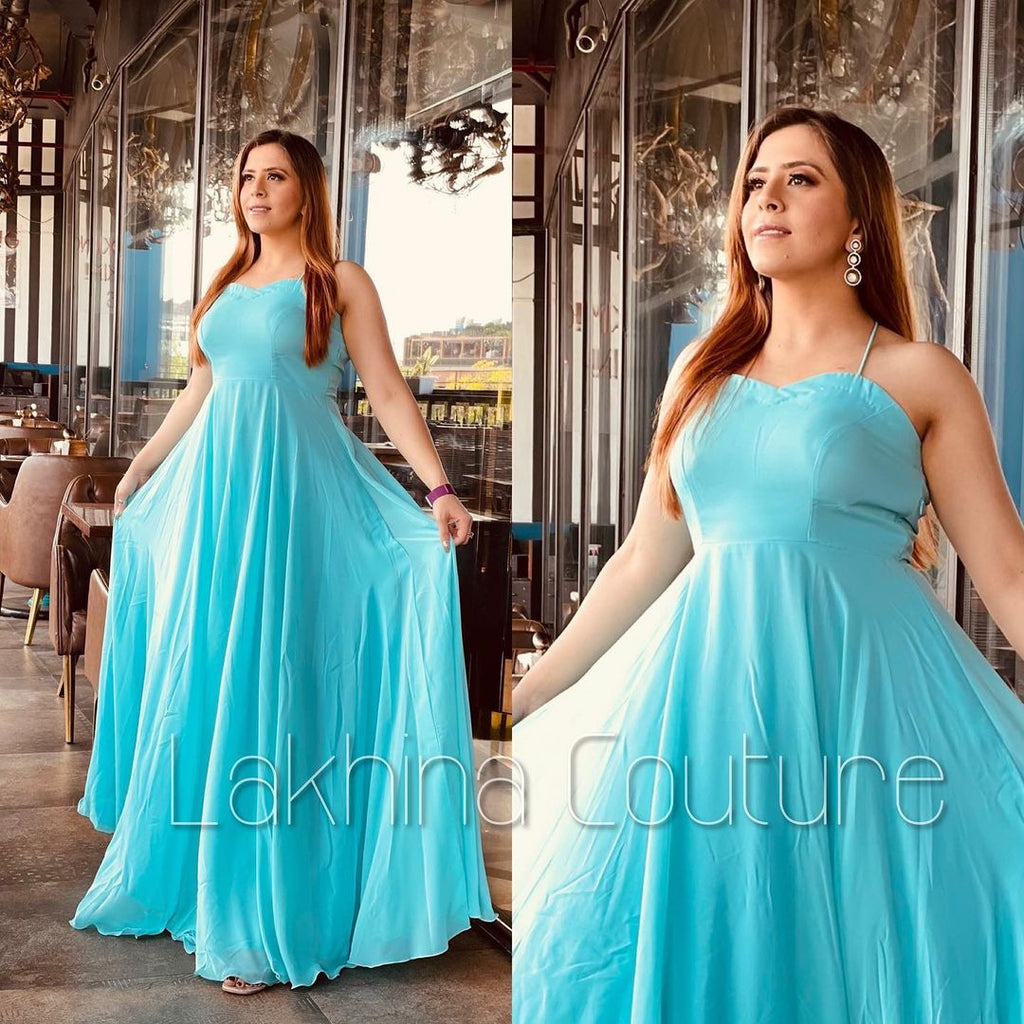 Sky Blue Flared Gown