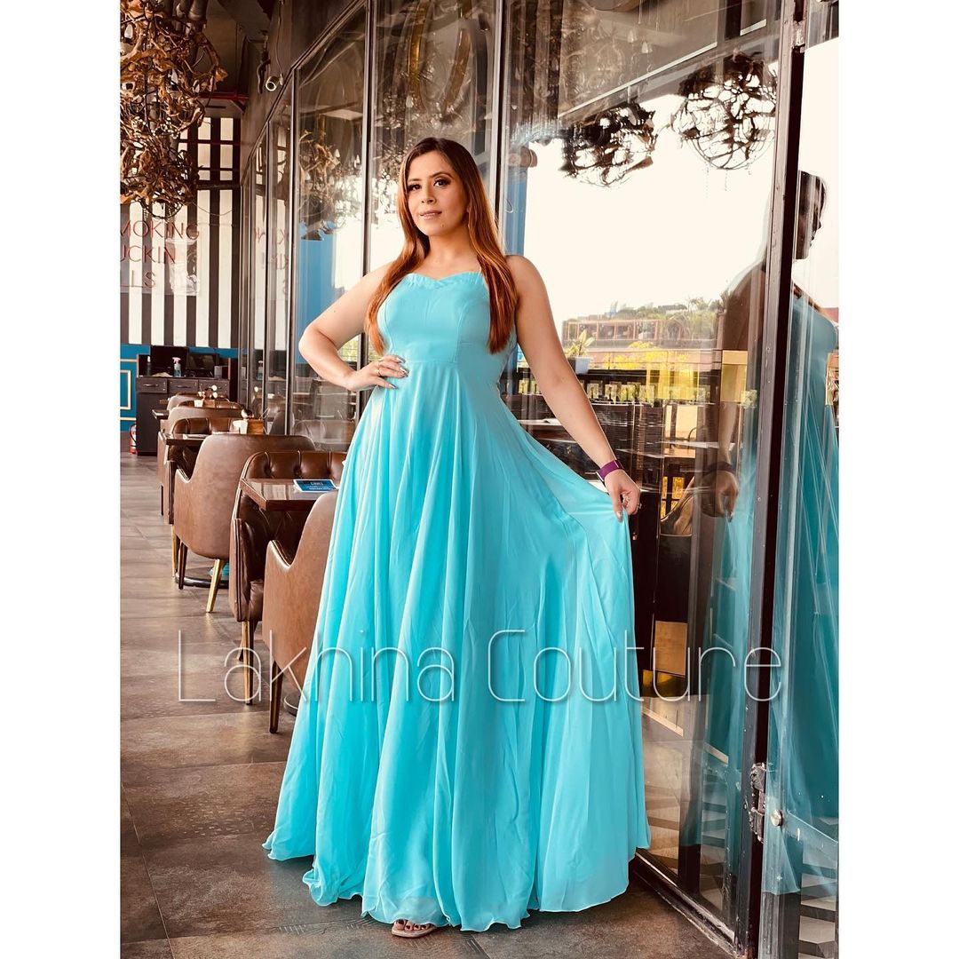 Sky Blue Flared Gown
