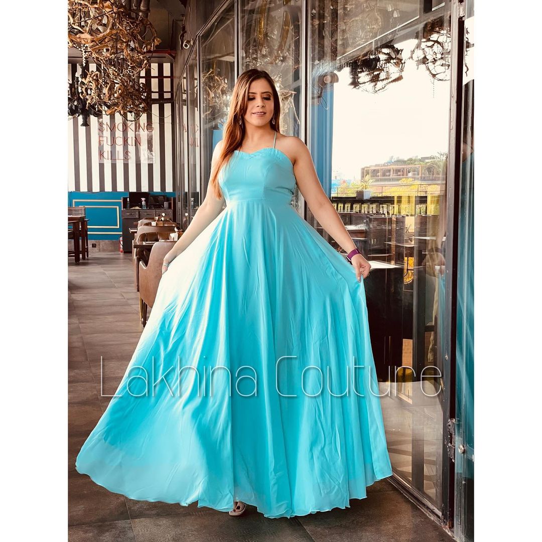 Sky Blue Flared Gown