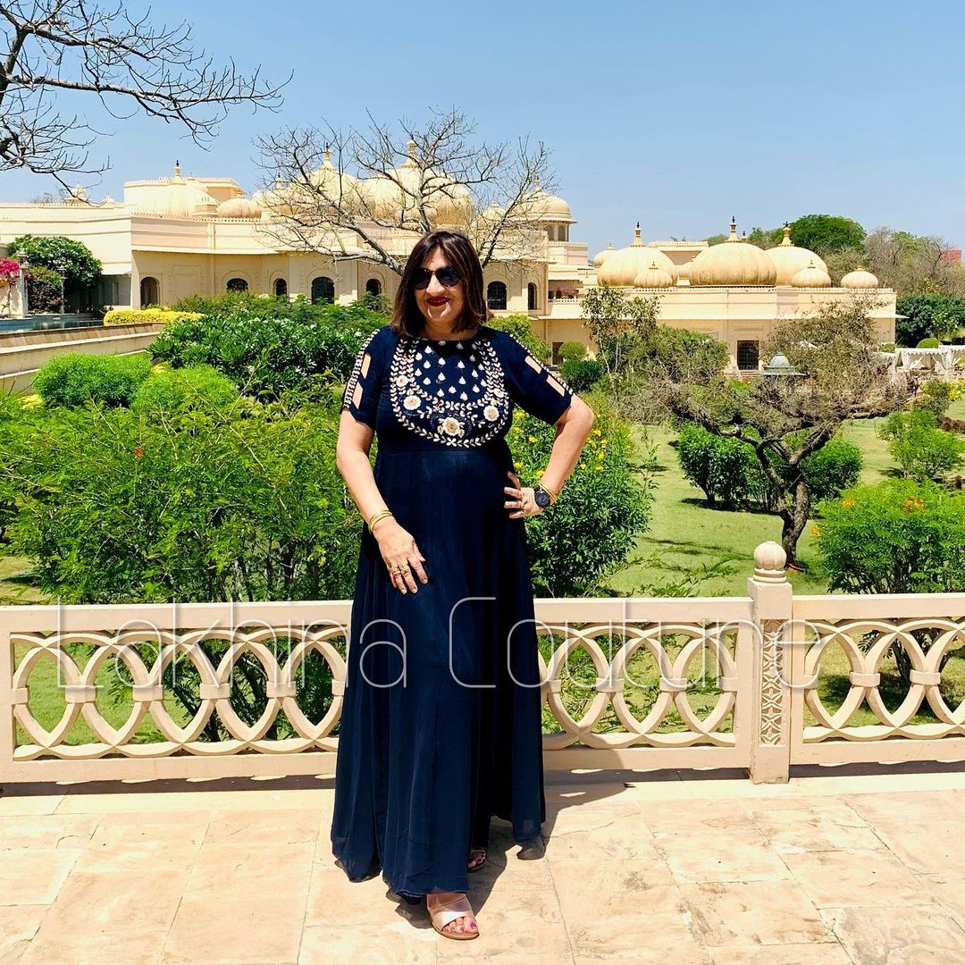 Navy Blue Embroidered Gown