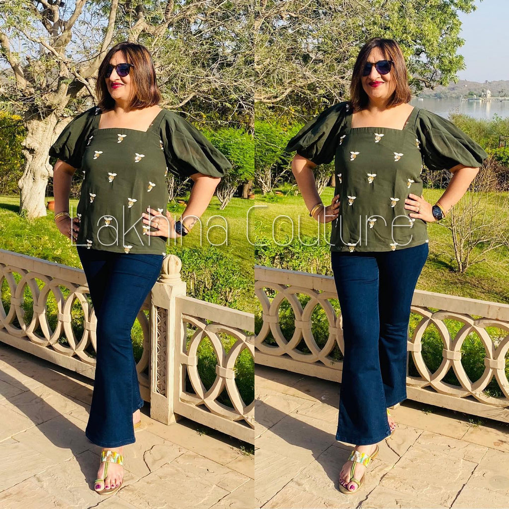 Olive Embroidered top