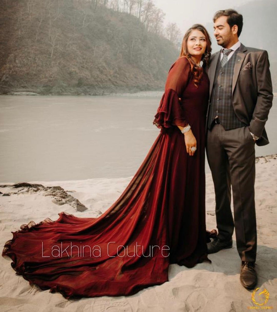 Maroon Flared Gown