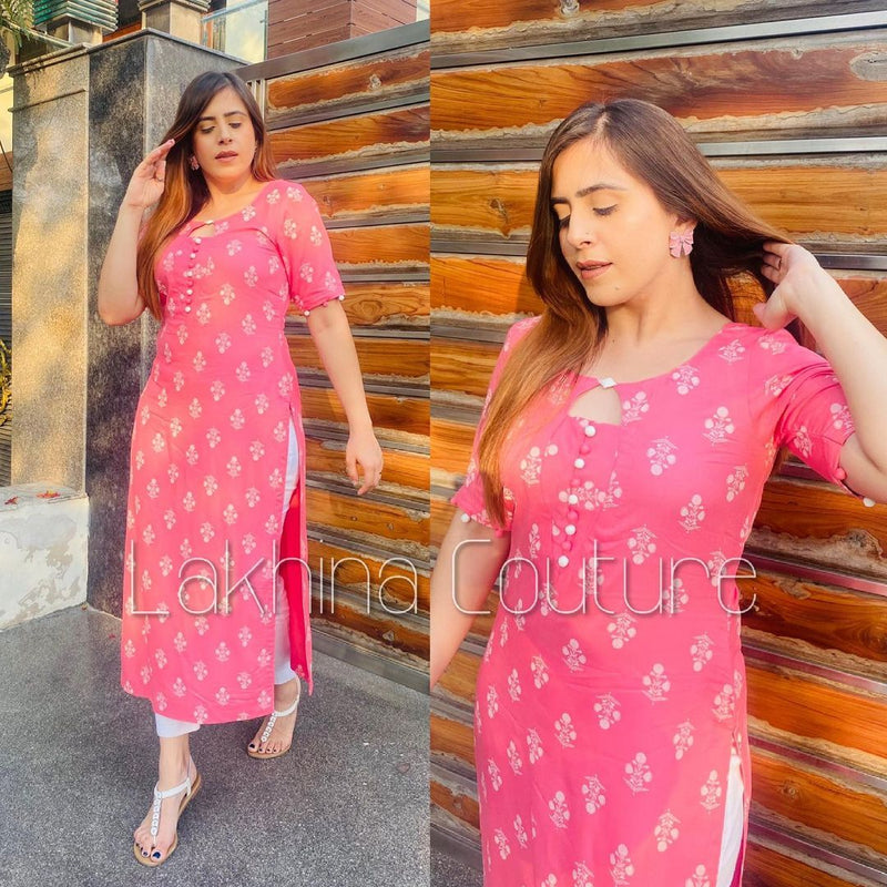 Pink Cotton Kurti