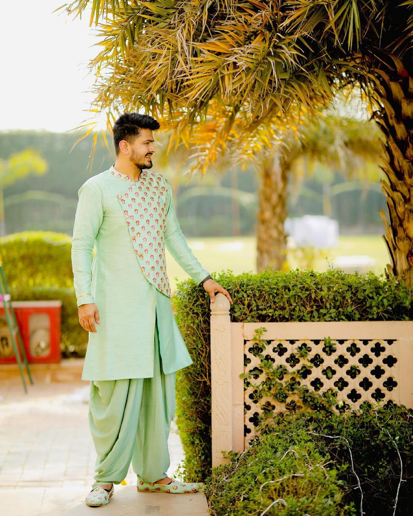 Mint Indo Western with Dhoti