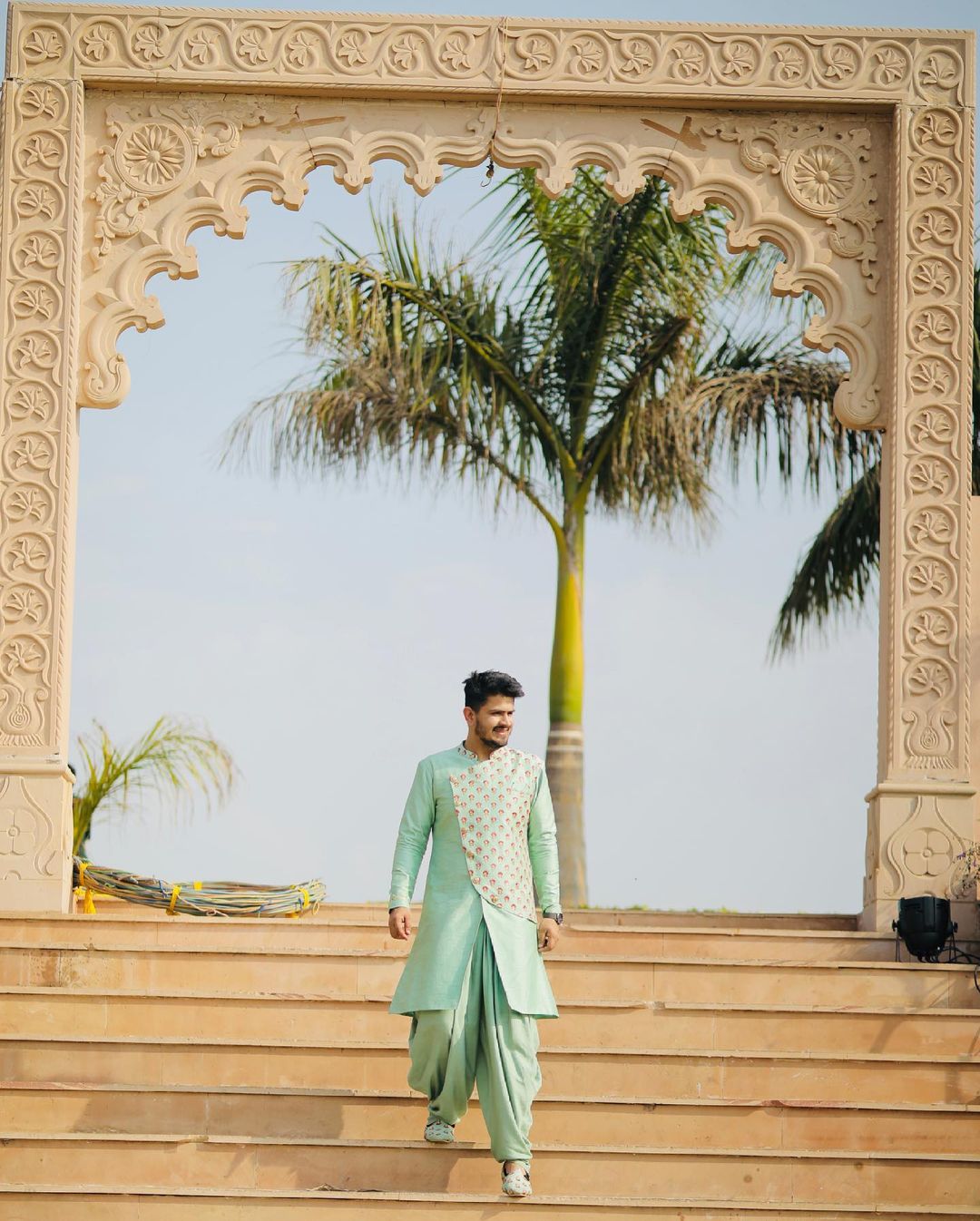 Menswear Mint Indo Western with Dhoti