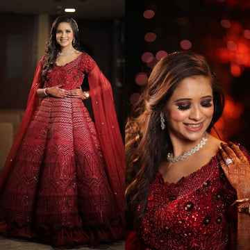 Red Embroidered Gown